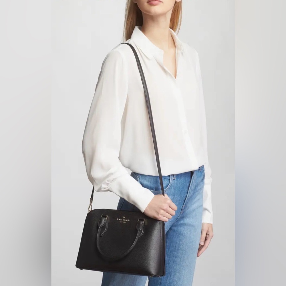 Kate Spade Darcy Small Black Leather Satchel Bag - Picture 14 of 15